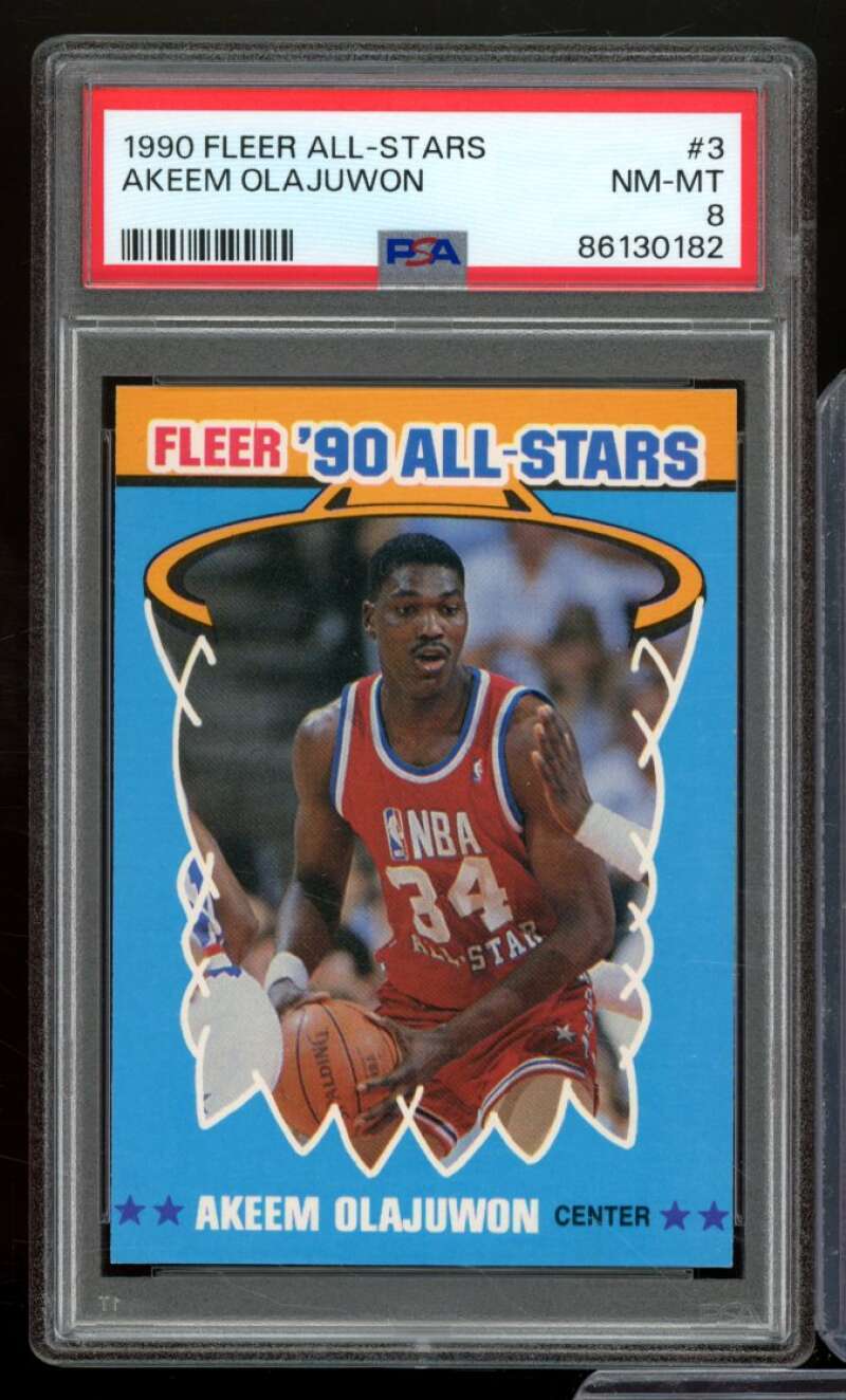 Akeem Olajuwon Card 1990-91 Fleer All-Stars #3 PSA 8 Image 1