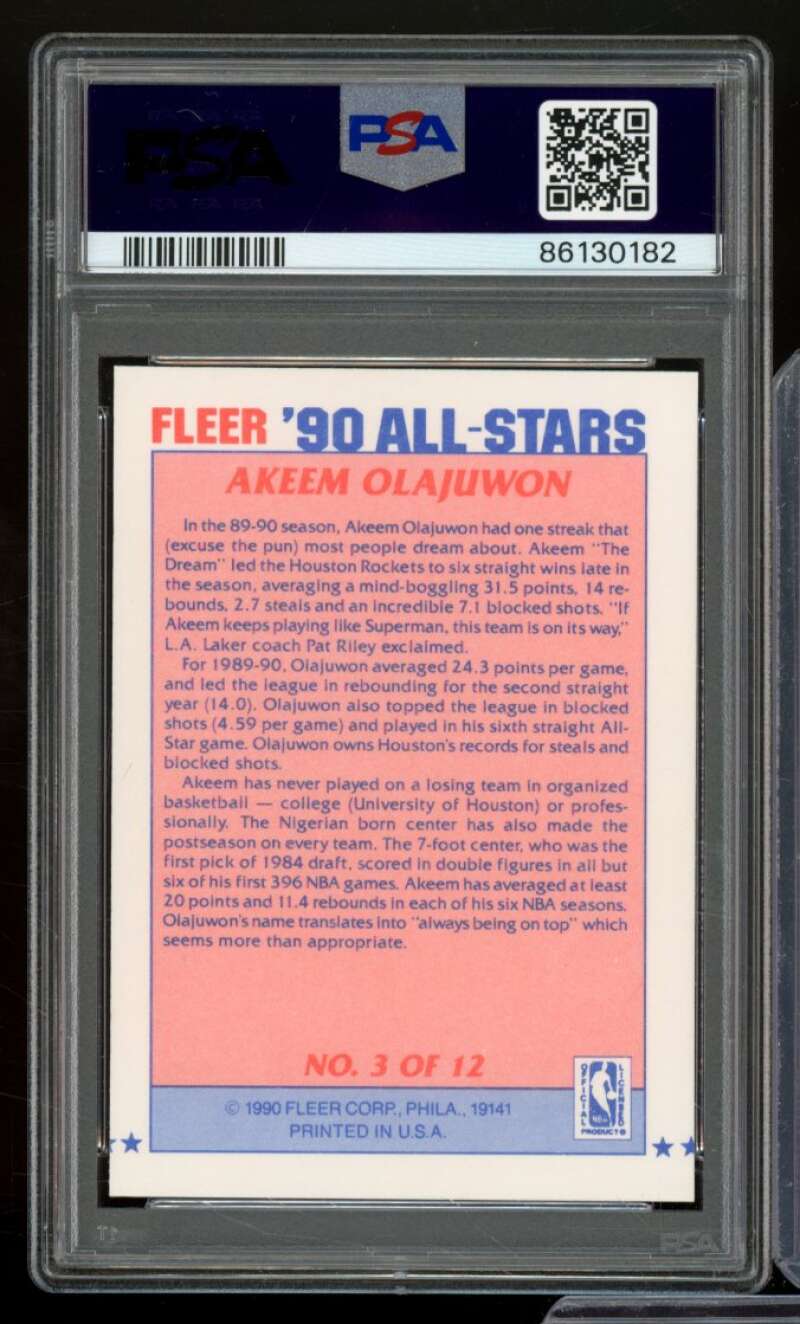 Akeem Olajuwon Card 1990-91 Fleer All-Stars #3 PSA 8 Image 2