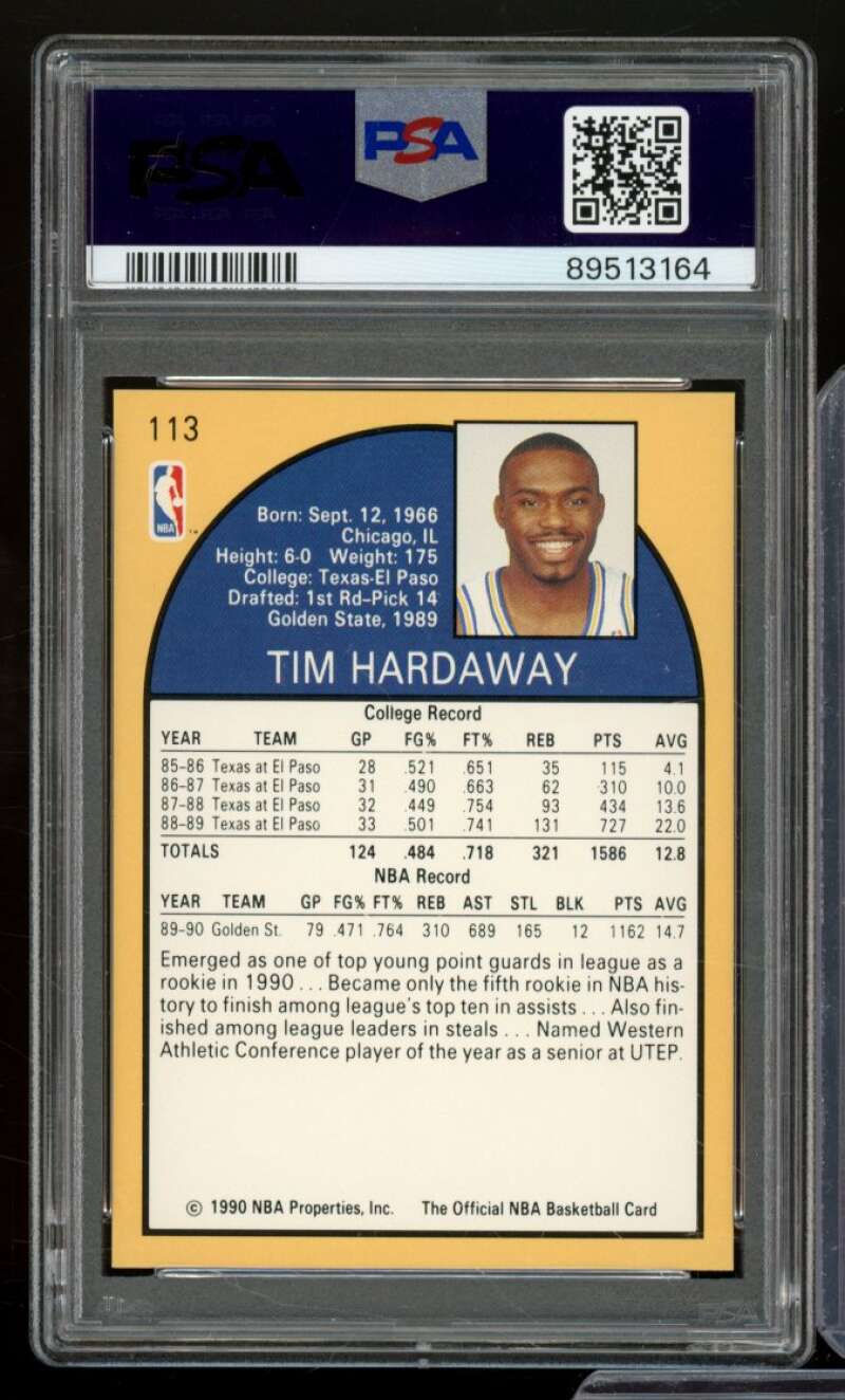 Tim Hardaway Rookie Card 1990-91 Hoops #113 PSA 8 Image 2