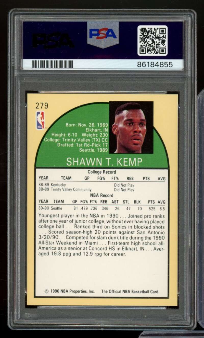 Shawn Kemp Rookie Card 1990-91 Hoops #279 PSA 9 Image 2