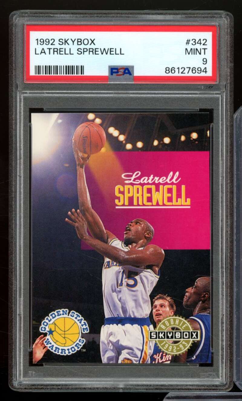 Latrell Sprewell Rookie Card 1992-93 SkyBox #342 PSA 9 Image 1