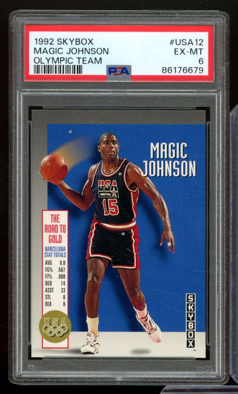 Magic Johnson Card 1992-93 SkyBox USA #12 PSA 6 Image 1