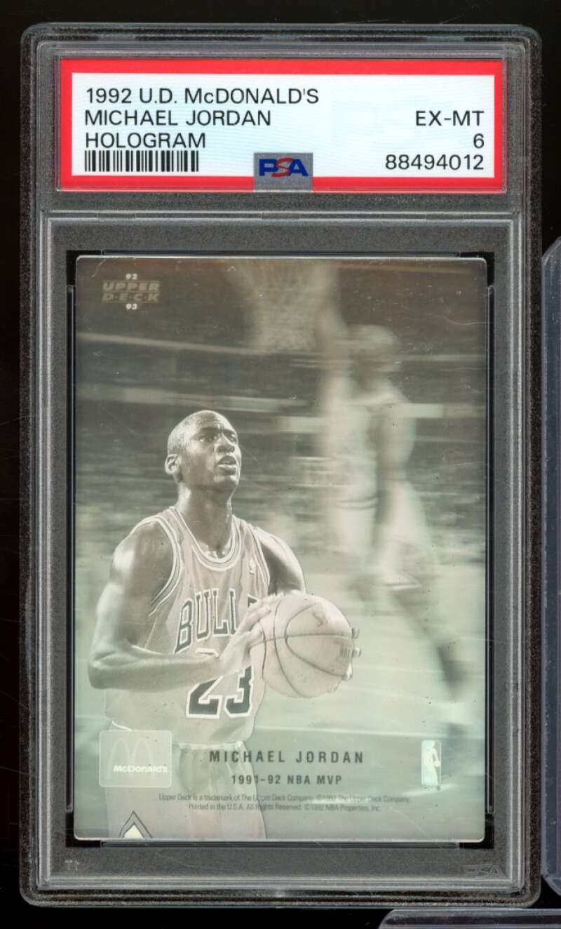 Michael Jordan Card 1992-93 U.D. McDonald's Ex-Hologram #nno PSA 6 Image 1