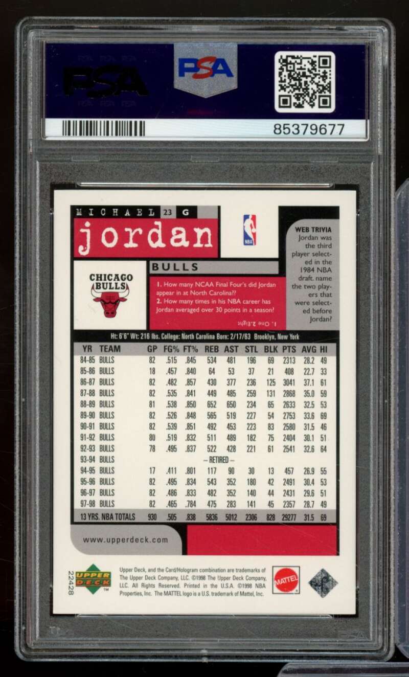 Michael Jordan Card 1998-99 Upper Deck PSA 7 Image 2