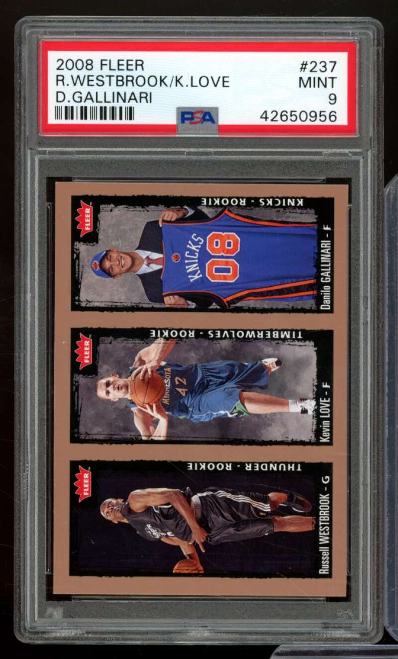 Russell Westbrook/Kevin Love/ Gallinari Rookie Card 2008-09 Fleer #237 PSA 9 Image 1