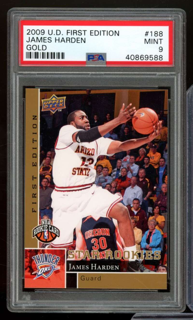 James Harden Rookie Card 2009-10 U.D. First Edition Gold #188 PSA 9 Image 1