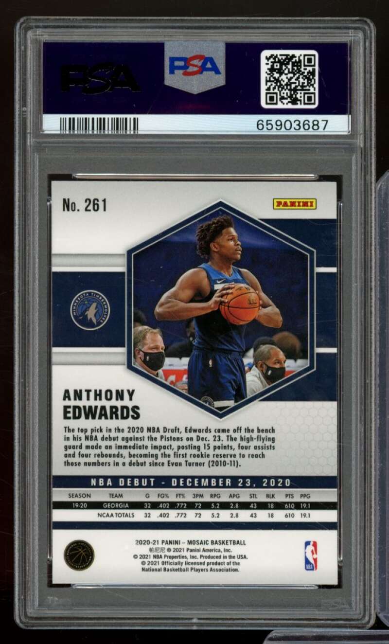 Anthony Edwards Rookie Card 2020-21 Mosaic Mosaic #261 PSA 9 Image 2