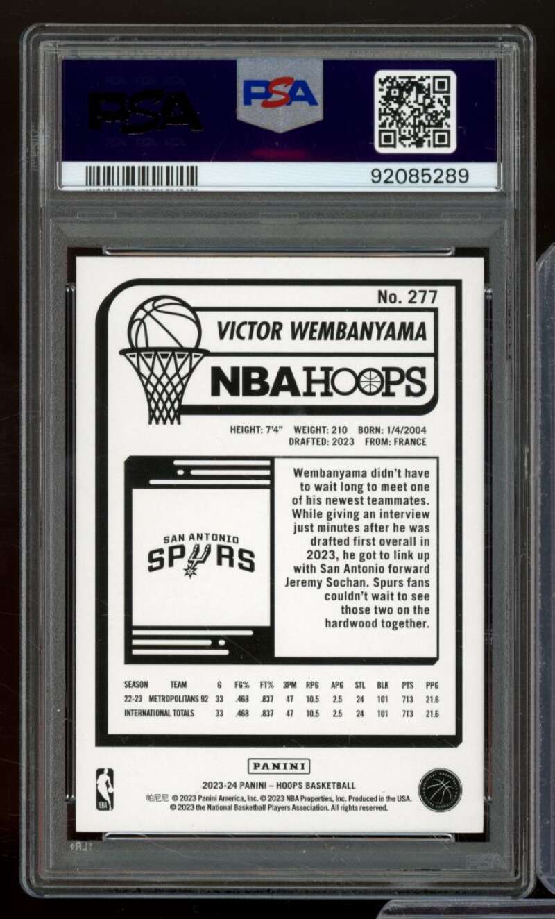 Victor Wembanyama Rookie Card 2023-24 Hoops #277 PSA 9 Image 2