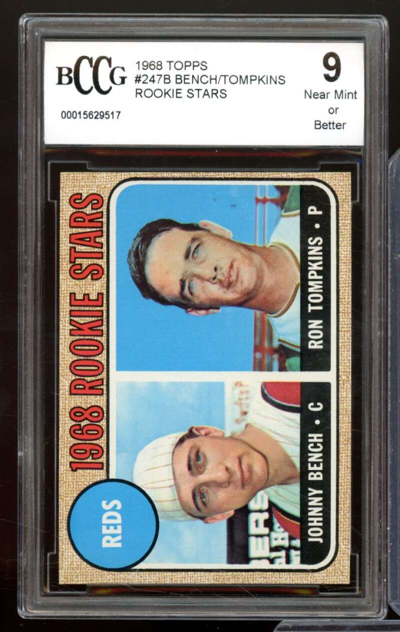 1968 Topps #247 Johnny Bench Rookie Card BGS BCCG 9 Near Mint+ Image 1