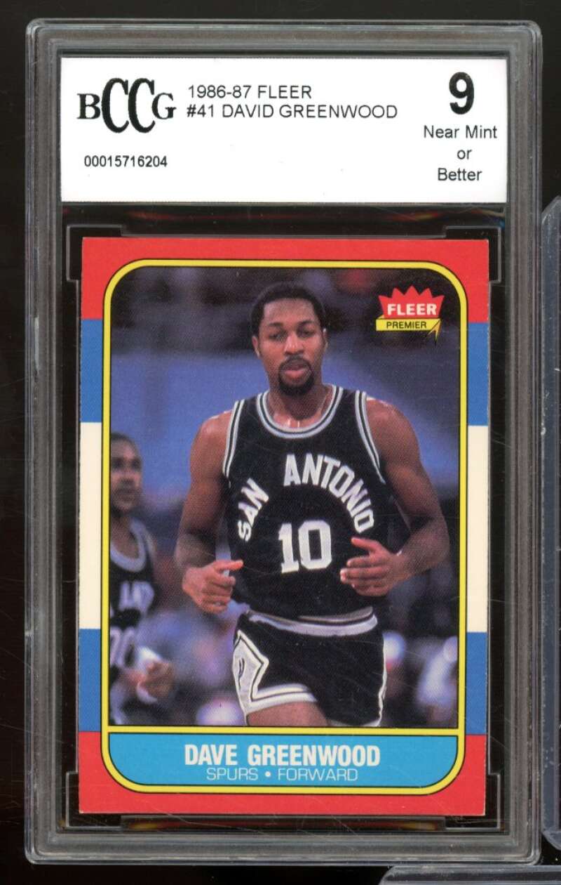 1986-87 Fleer #41 Dave Greenwood Card BGS BCCG 9 Near Mint+ Image 1