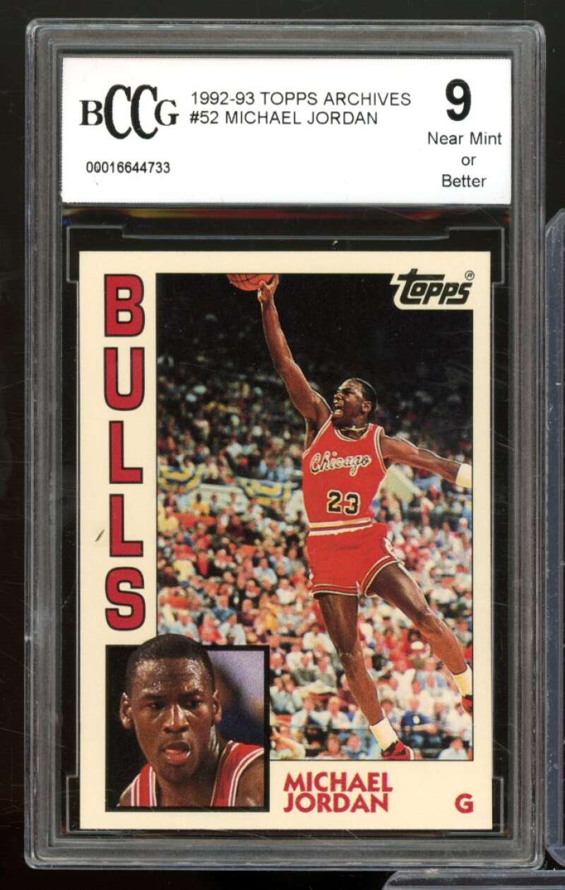 1992-93 Topps Archives #52 Michael Jordan Card BGS BCCG 9 Near Mint+ Image 1