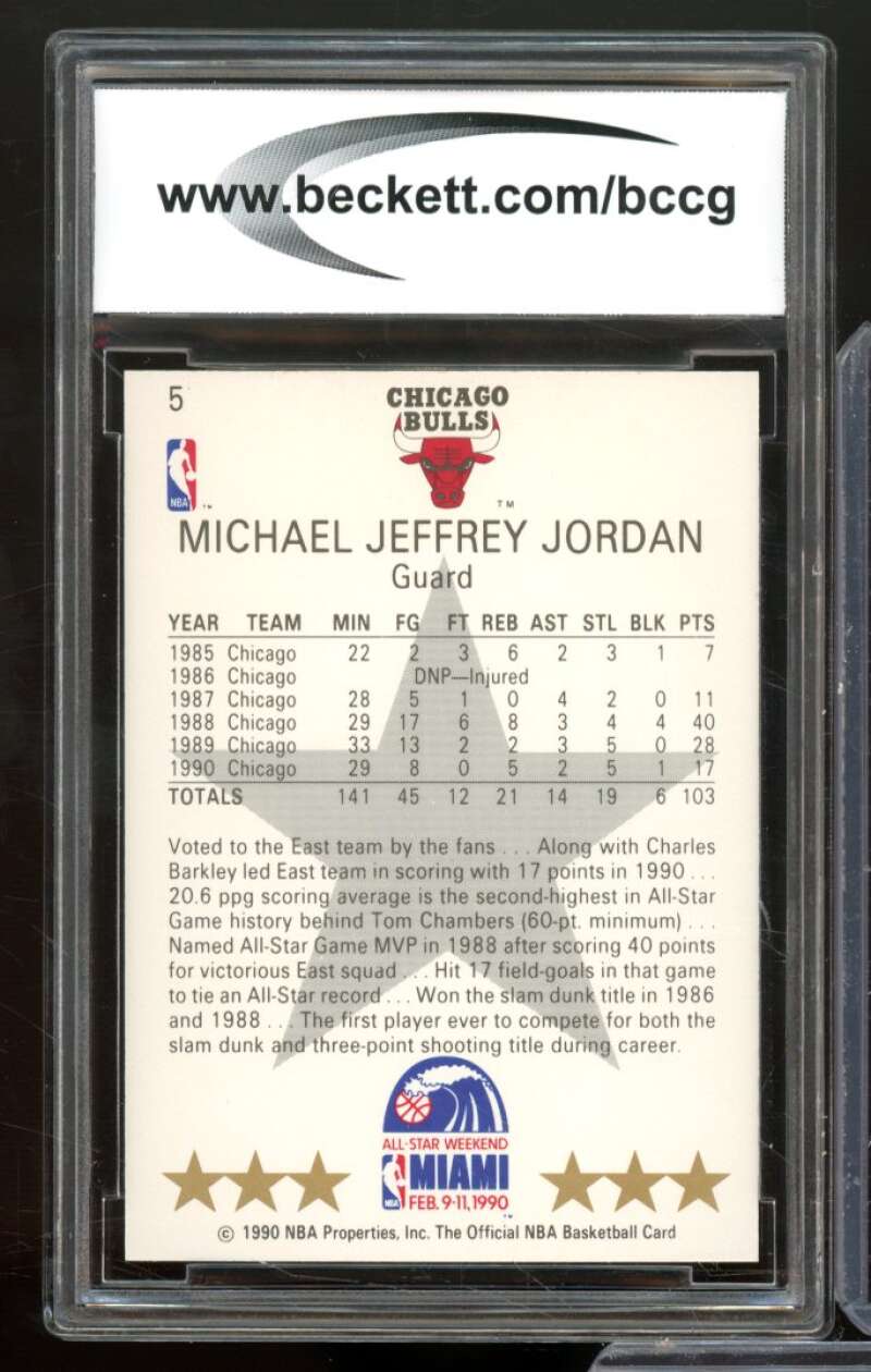 1990-91 Hoops #5 Michael Jordan Card BCCG 9 Near Mint+ Image 2