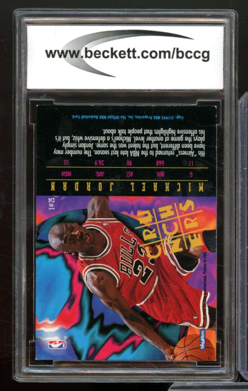 1995-96 Hoops Number Crunchers #1 Michael Jordan Card BCCG 9 Near Mint+ Image 2