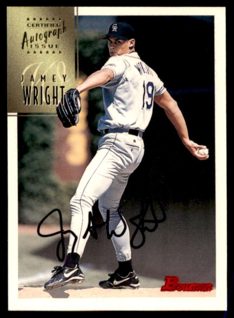 Jamey Wright Rookie Card 1997 Bowman Certified Black Ink Autographs #CA87  Image 1