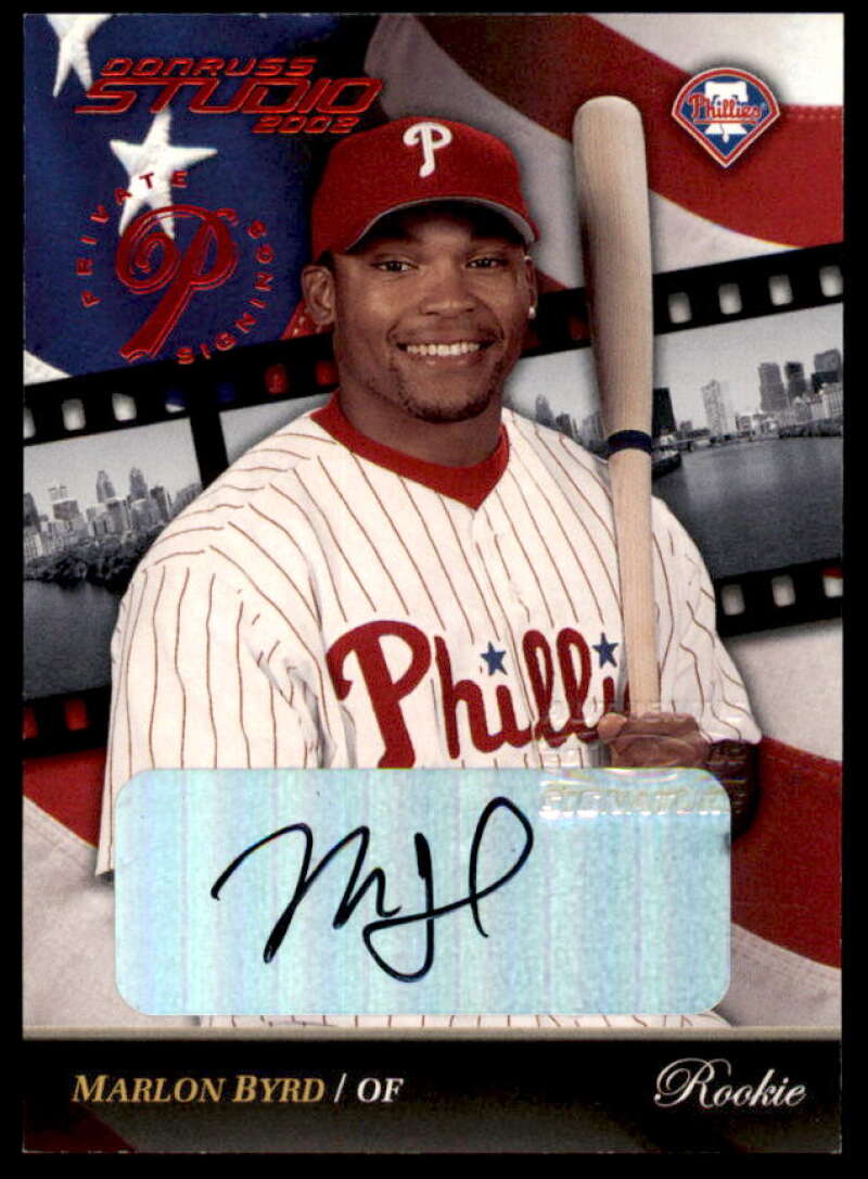 Marlon Byrd Rookie Card 2002 Studio Private Signings #211  Image 1