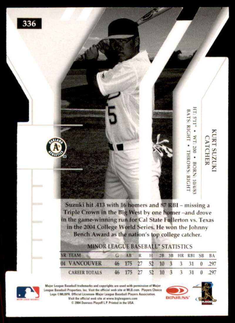 Kurt Suzuki 2004 Donruss Elite Extra Edition Signature Turn of the Century #336  Image 2