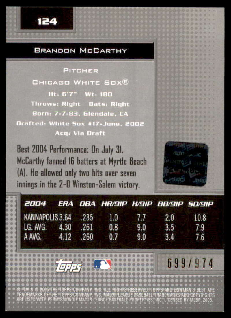 Bran McCarthy FY AU Rookie Card 2005 Bowman's Best #124  Image 2
