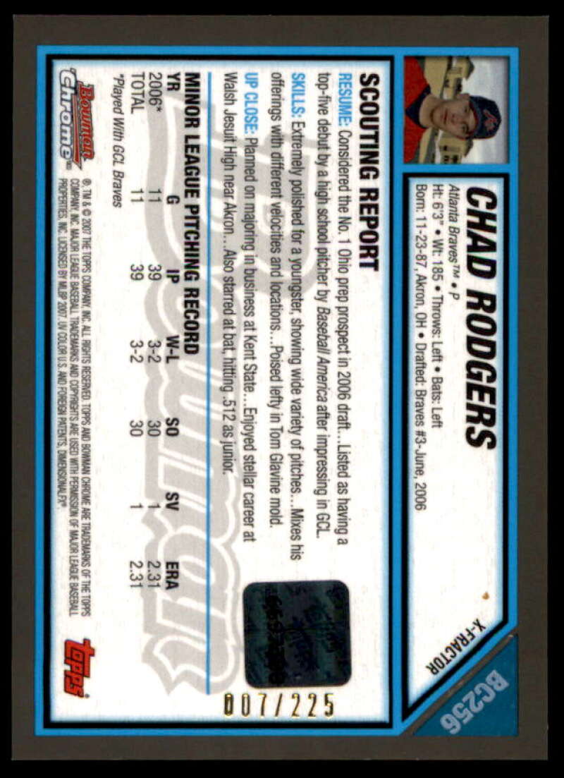 Chad Rodgers AU Rookie Card 2007 Bowman Chrome Prospects X-Fractors #BC256  Image 2