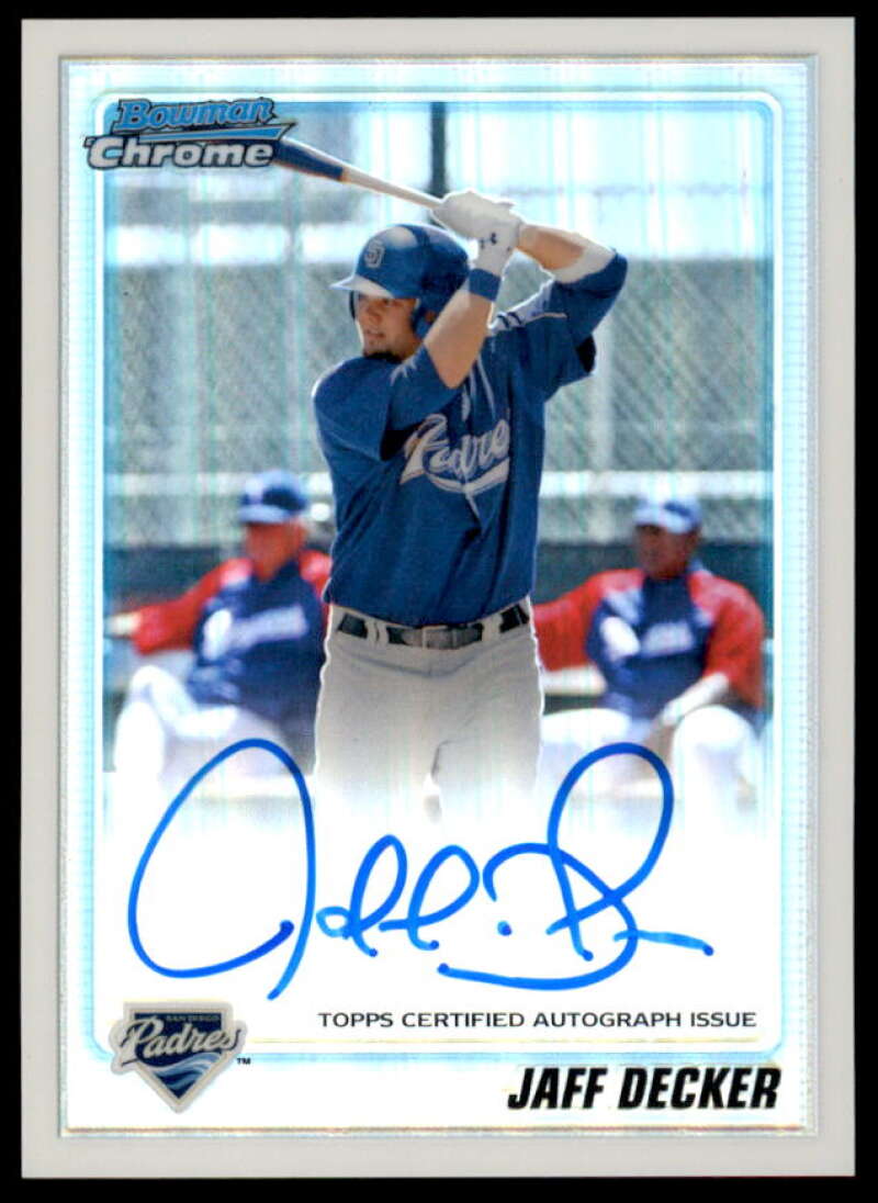Jaff Decker AU Rookie Card 2010 Bowman Chrome Prospects Refractors #BCP109B  Image 1