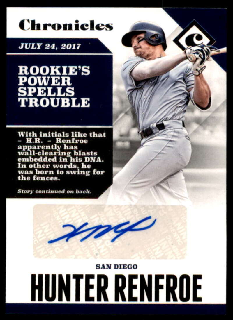Hunter Renfroe Rookie Card 2017 Panini Chronicles Autographs #14  Image 1