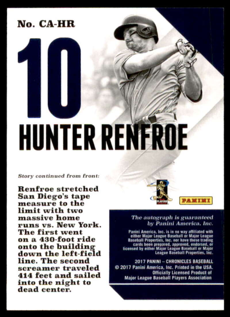 Hunter Renfroe Rookie Card 2017 Panini Chronicles Autographs #14  Image 2