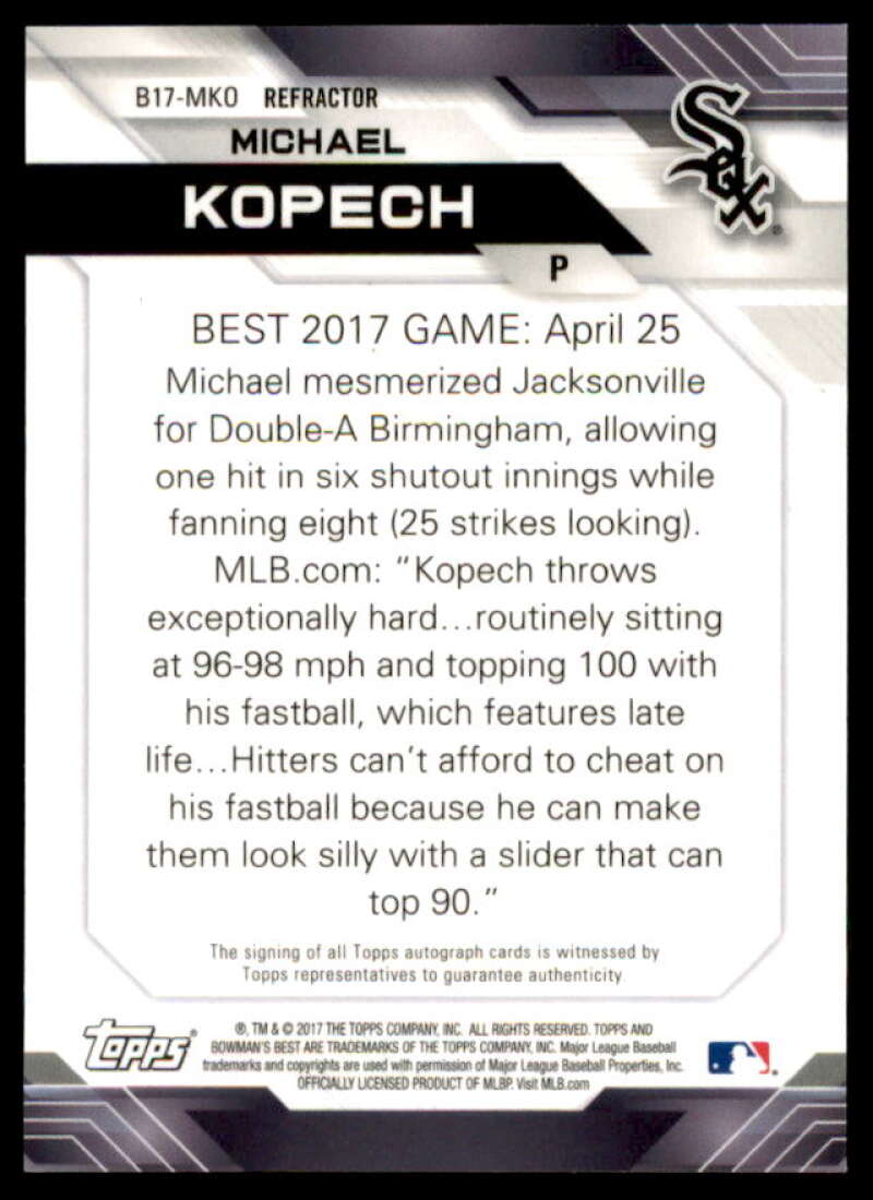 Michael Kopech 2017 Bowman's Best Best of '17 Autographs Refractors #B17MKO  Image 2