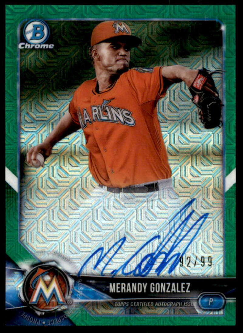 Merandy Gonzalez 2018 Bowman Chrome Mega Box Autograph Green Refractors #BMAMG  Image 1