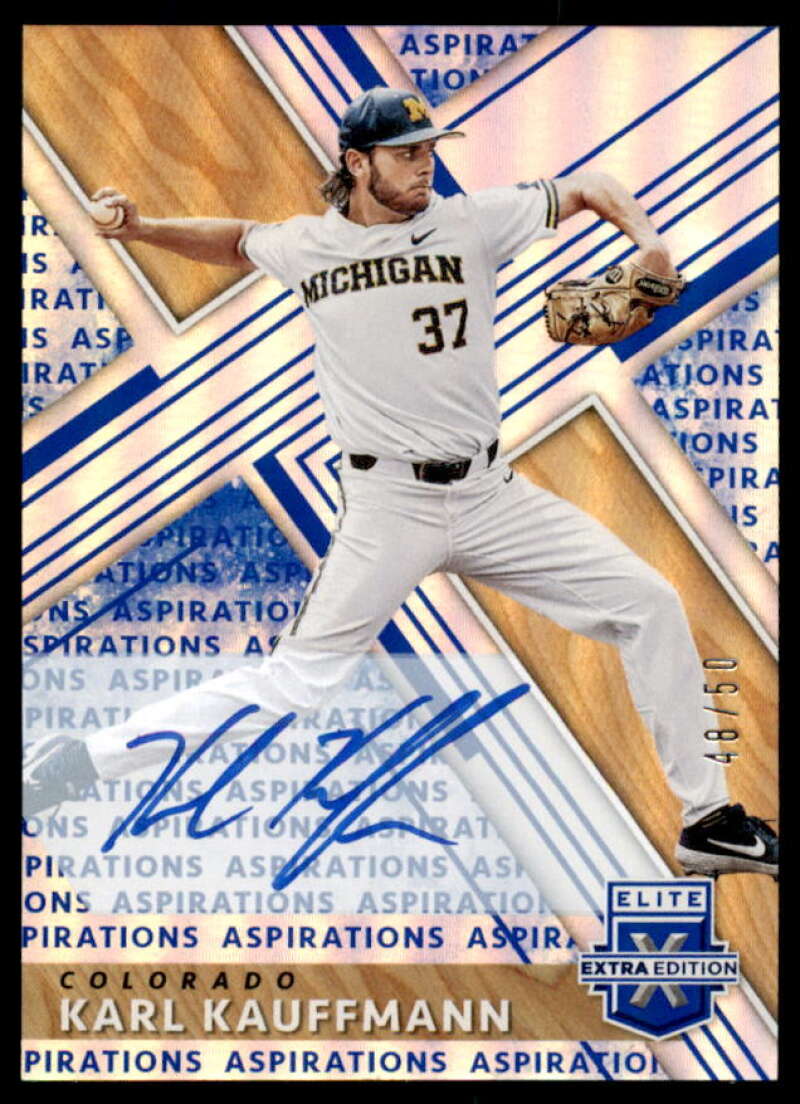 Karl Kauffmann Rookie 2019 Elite Extra Edition Autographs Aspirations Blue #77  Image 1