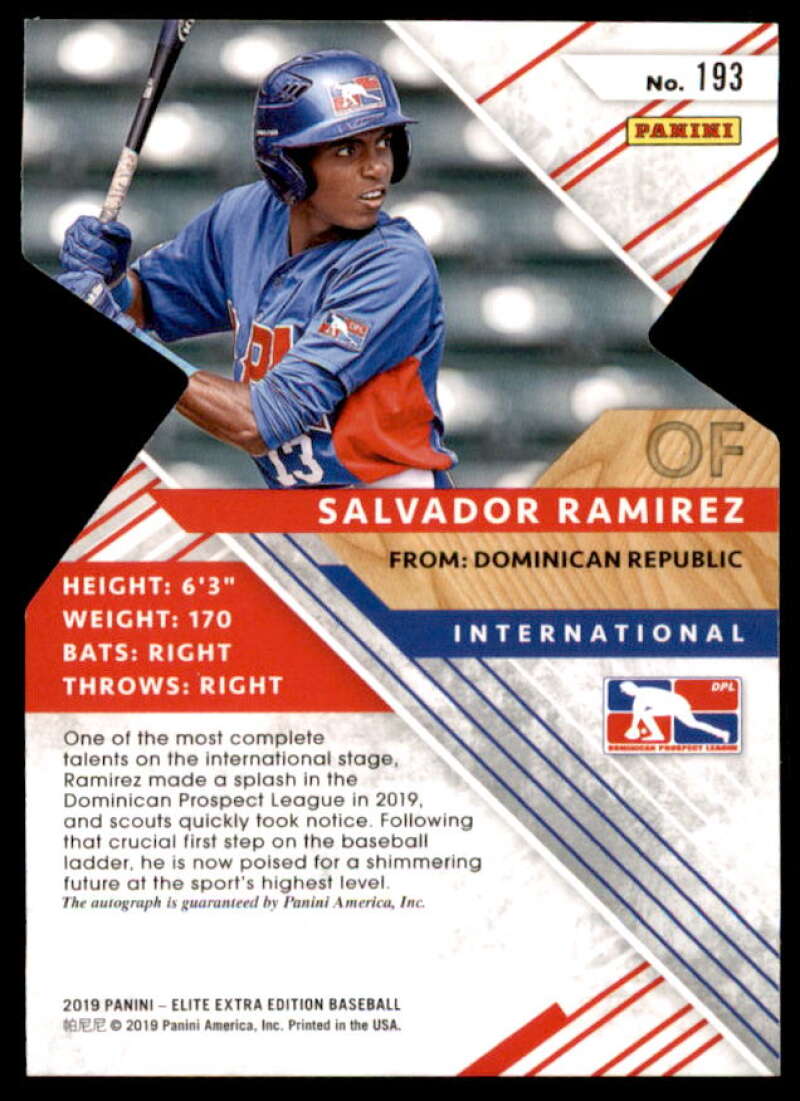 Salvador Ramirez RC 2019 Elite Extra Edition Autographs Status Die Cut Red #193  Image 2