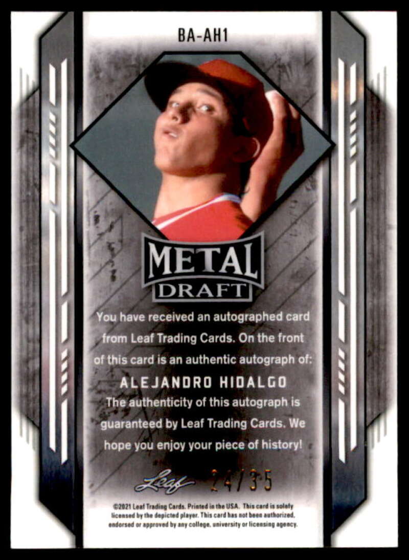 Alejandro Hidalgo Rookie Card 2021 Leaf Metal Draft Blue #BAAH1  Image 2