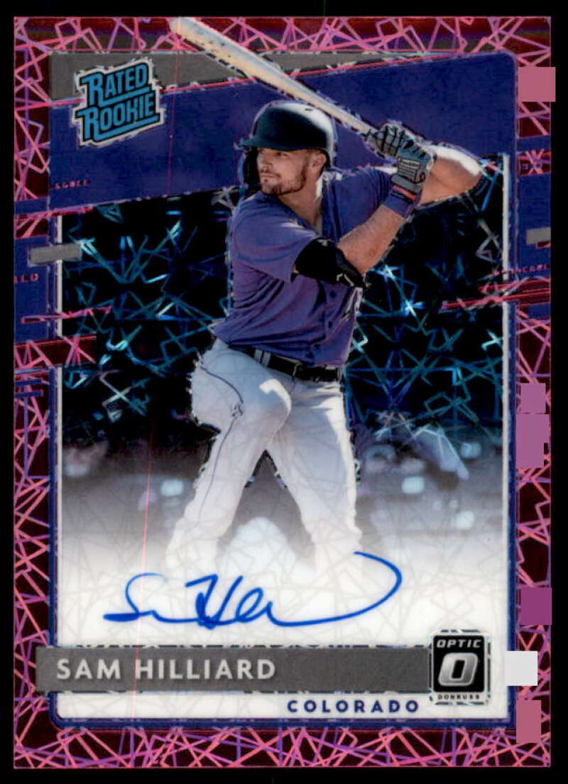 Sam Hilliard RC 2020 Donruss Optic Rated Rookies Signatures Pink Velocity #37  Image 1