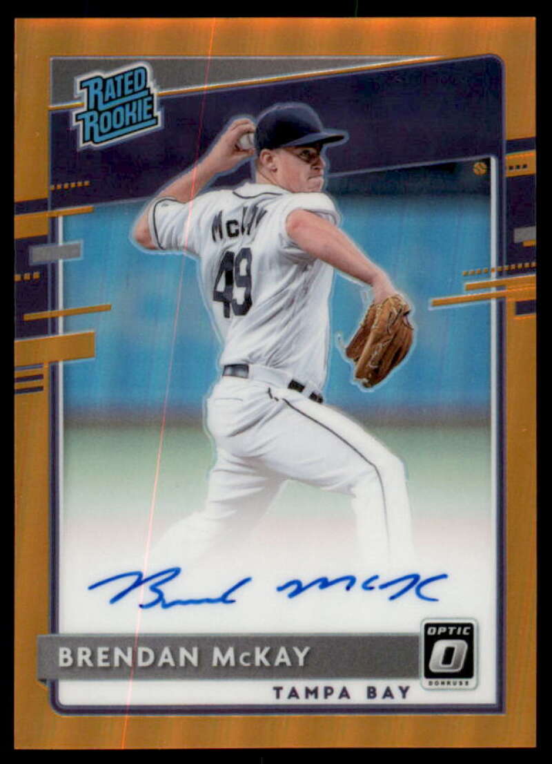 Brendan McKay Rookie Card 2020 Donruss Optic Rated Rookies Signatures Orange #6  Image 1