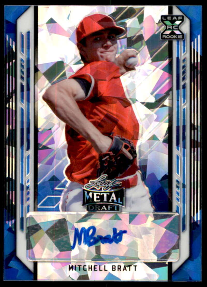 Mitchell Bratt Rookie Card 2021 Leaf Metal Draft Blue Crystals #BAMB2  Image 1