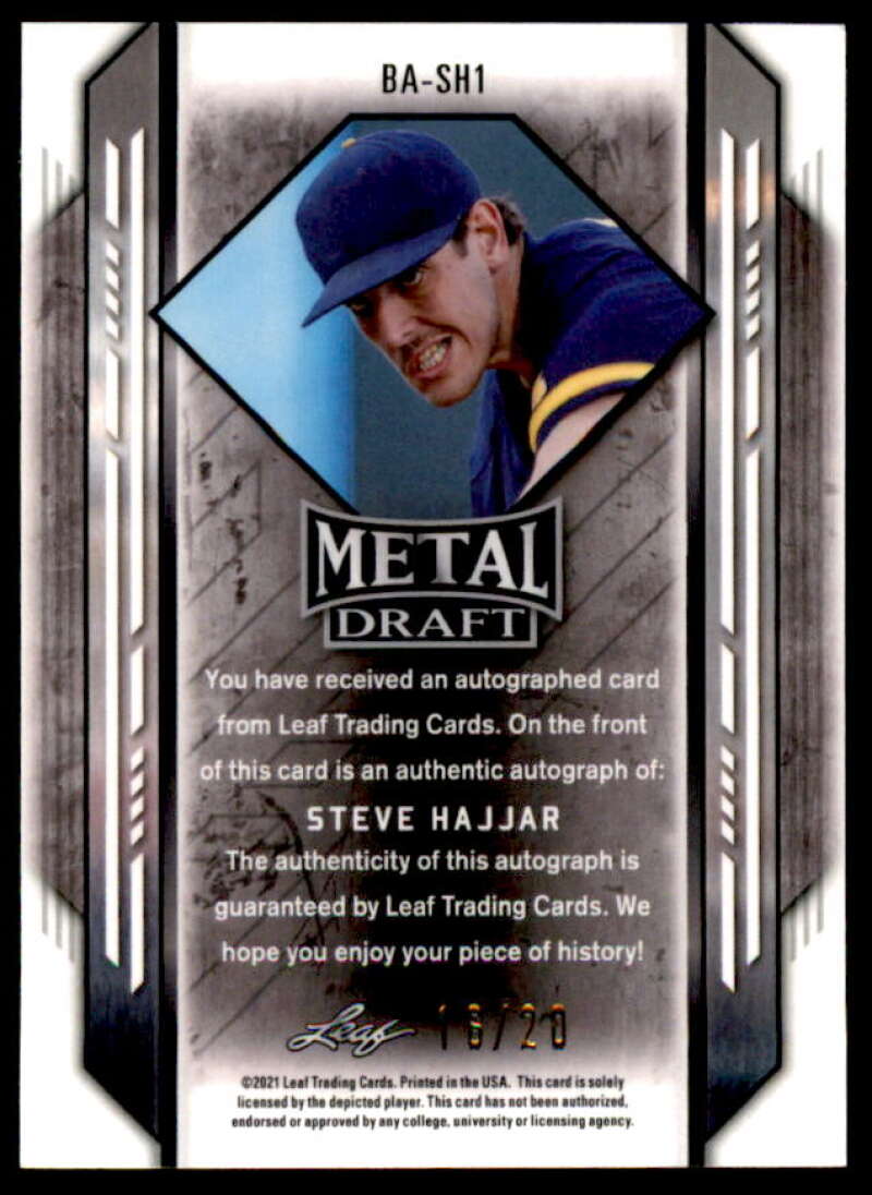 Steve Hajjar Rookie Card 2021 Leaf Metal Draft Pink #BASH1  Image 2