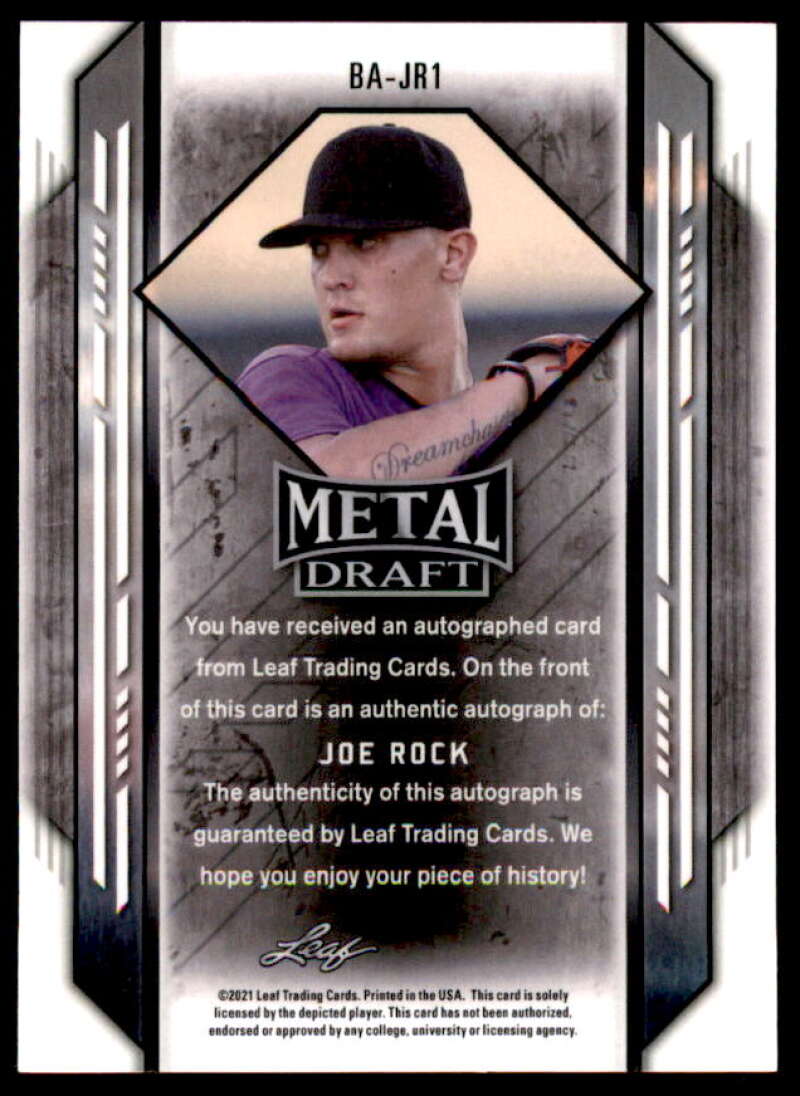 Joe Rock Rookie Card 2021 Leaf Metal Draft Mojo #BAJR1  Image 2