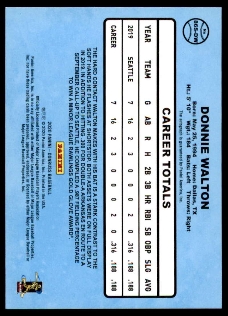Donnie Walton Rookie Card 2020 Donruss Retro '86 Signatures Pink Fireworks #56  Image 2