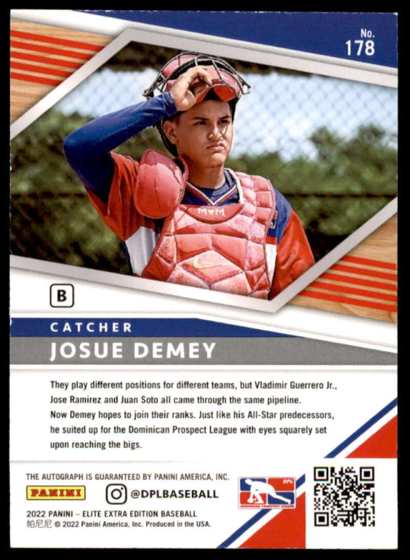 Josue Demey Card 2022 Elite Extra Edition Signatures Prime Numbers B #178  Image 2