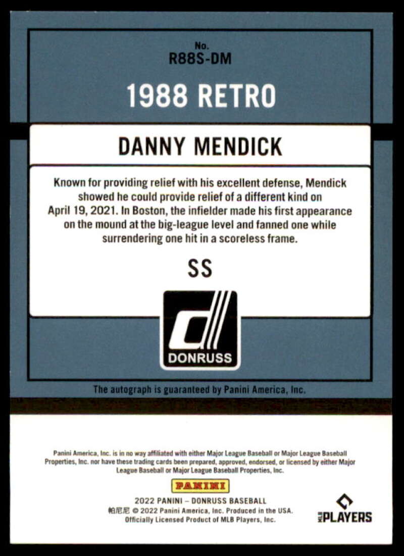 Danny Mendick Rookie Card 2022 Donruss Retro '88 Signatures Holo #100  Image 2