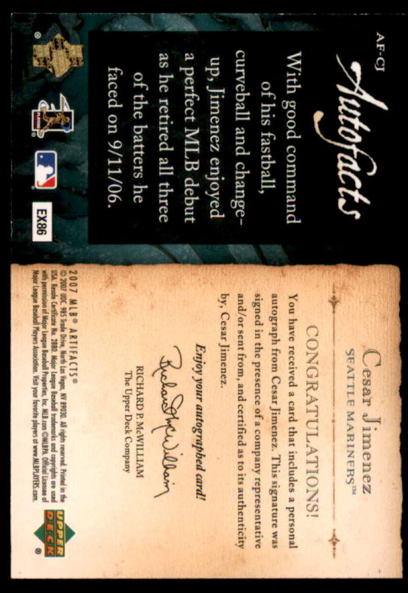 Cesar Jimenez Rookie Card 2007 Artifacts Autofacts #CJ  Image 2