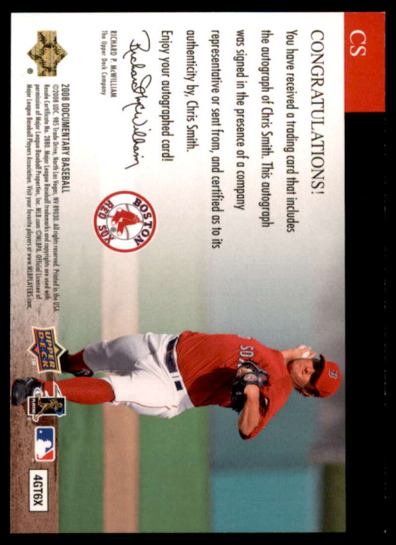 Chris Smith Rookie Card 2008 Upper Deck Documentary Seasonal Signatures #CS  Image 2