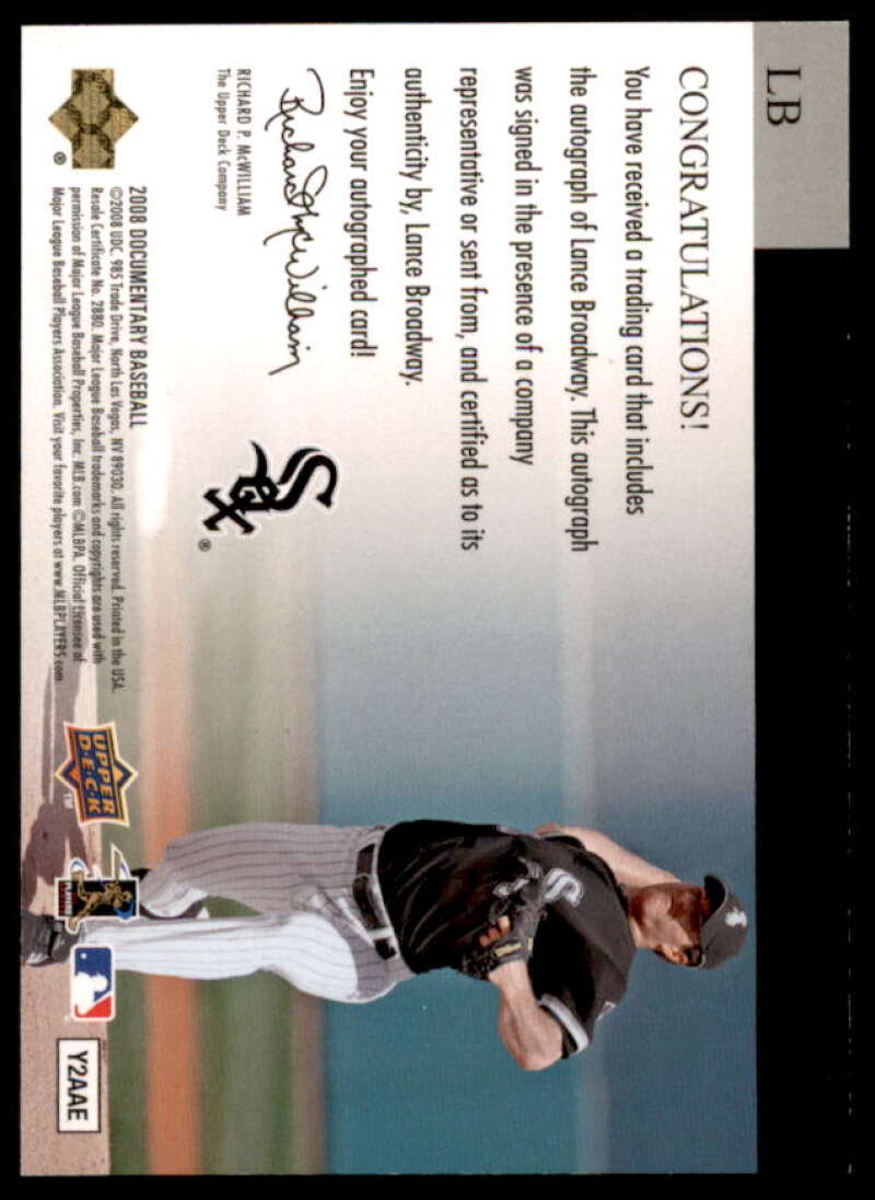 Lance Broadway Card 2008 Upper Deck Documentary Seasonal Signatures #LB Image 2