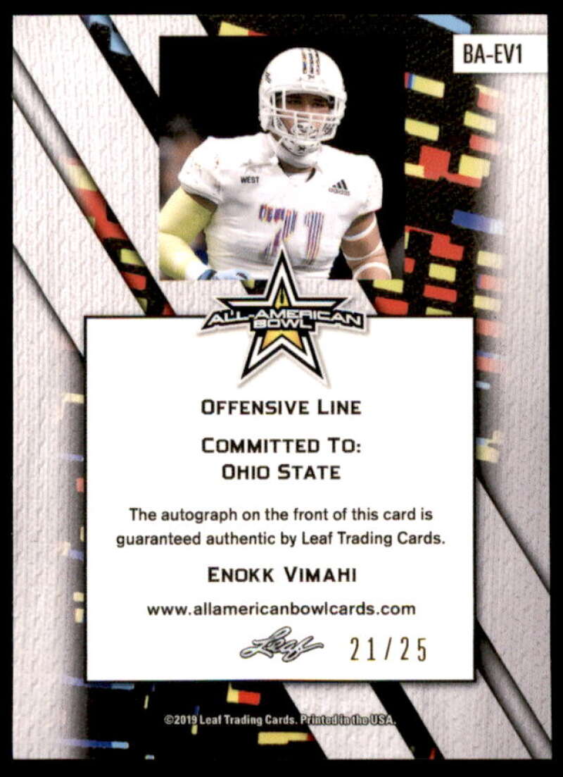 Enokk Vimahi Rookie 2019 Leaf Army All-American Bowl Metal Autographs #BAEV1  Image 2