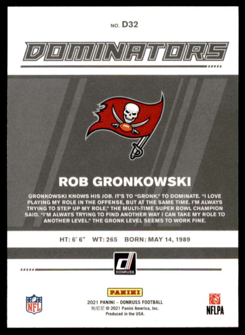 Rob Gronkowski Card 2021 Donruss Dominators #32  Image 2