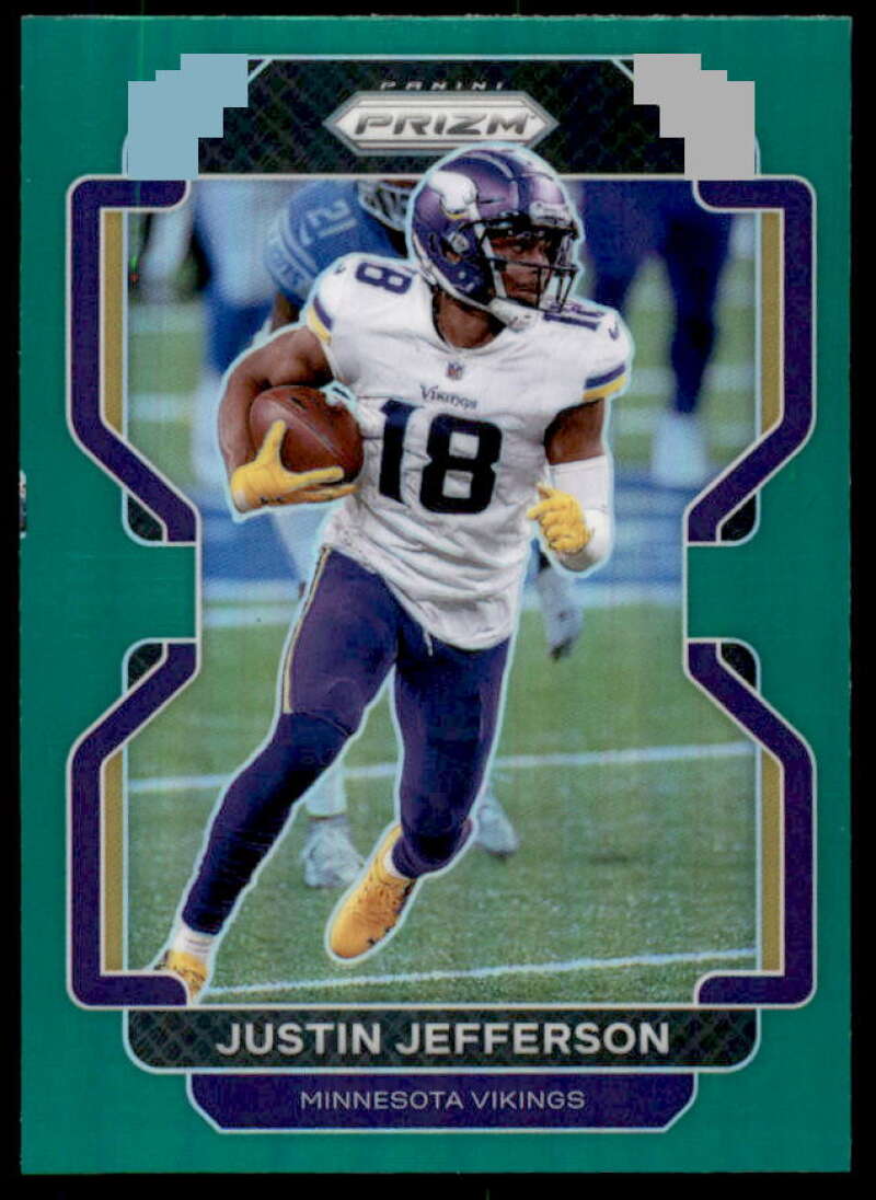 Justin Jefferson Card 2021 Panini Prizm Prizms Green #125  Image 1