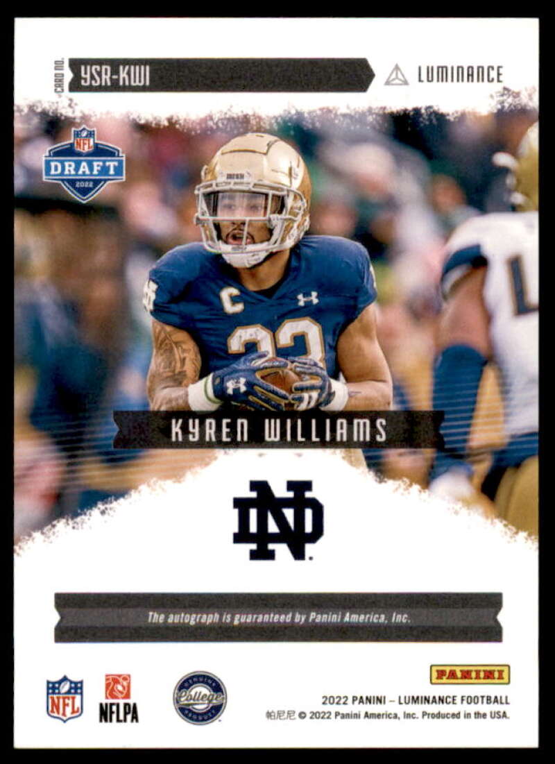 Kyren Williams Rookie Card 2022 Panini Luminance Year One Signatures RPS #29  Image 2