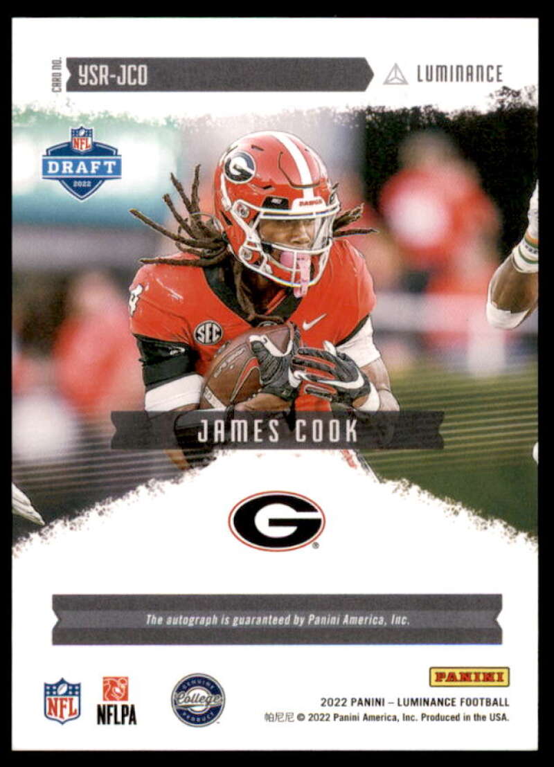 James Cook Rookie Card 2022 Panini Luminance Year One Signatures RPS #37  Image 2