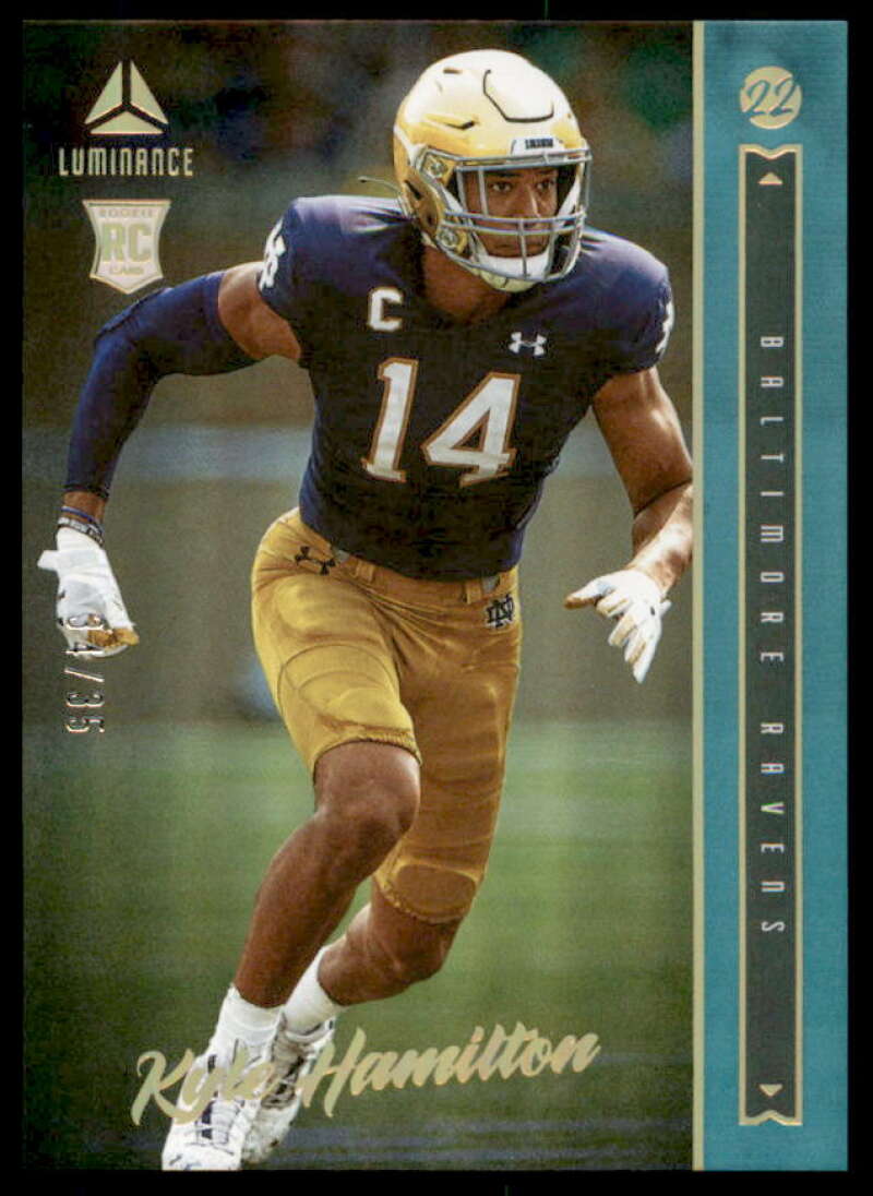 Kyle Hamilton Rookie Card 2022 Panini Luminance Teal #133  Image 1