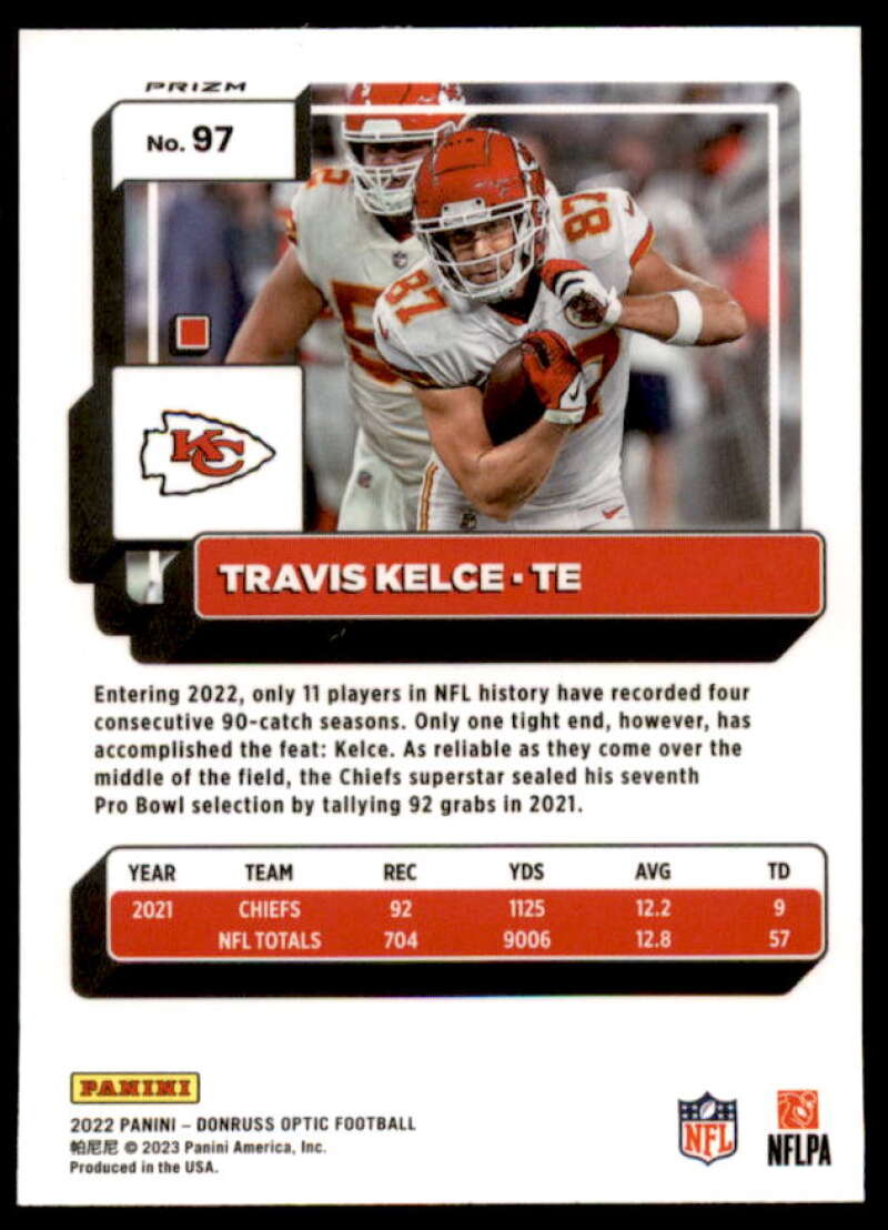 Travis Kelce Card 2022 Donruss Optic Holo #97  Image 2