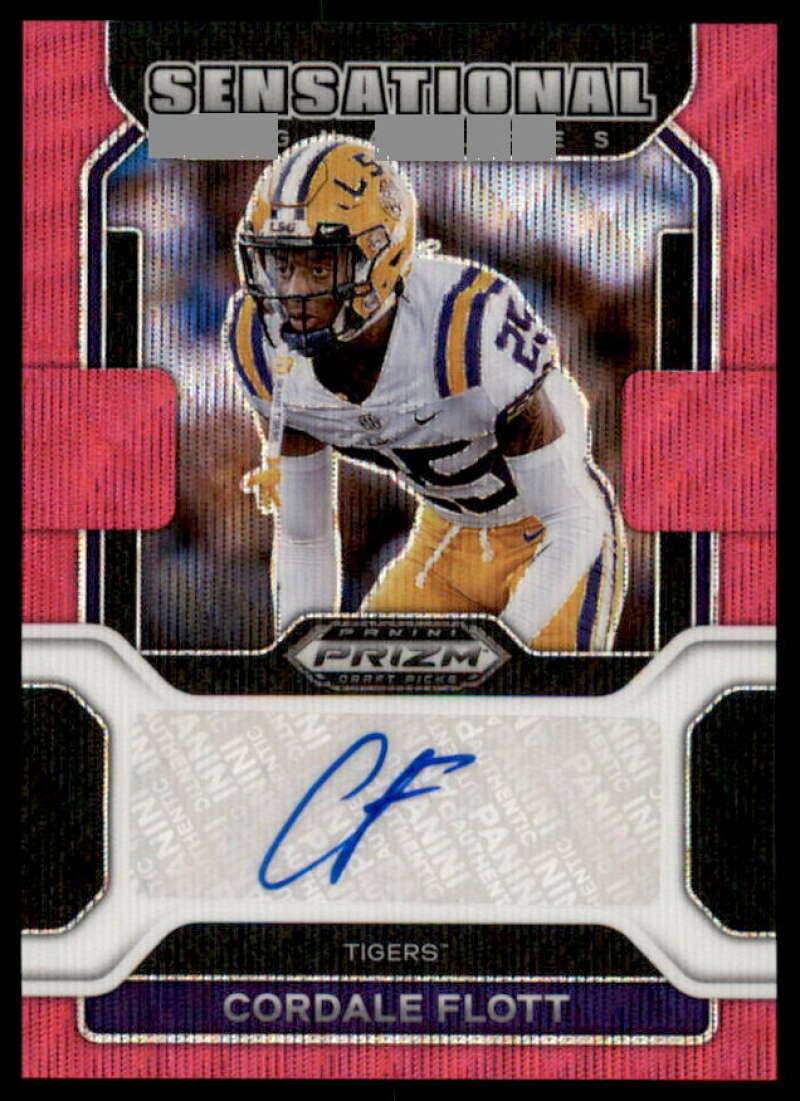 Cordale Flott 2022 Panini Prizm Draft Picks Sensational Signatures Pink Wave #62  Image 1