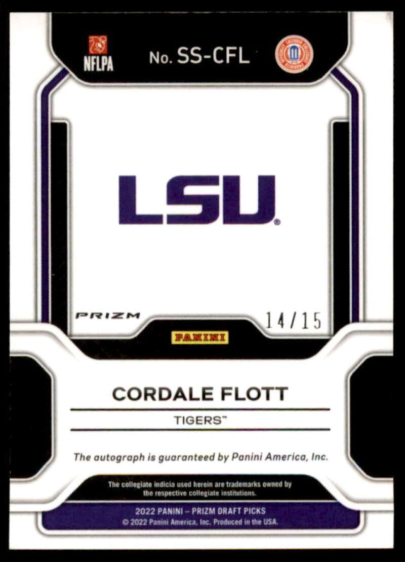 Cordale Flott 2022 Panini Prizm Draft Picks Sensational Signatures Pink Wave #62  Image 2